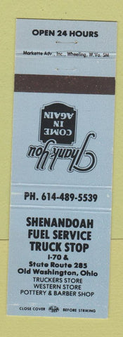 Matchbook Cover - Shenandoah Fuel Service oil gas Old Washington OH BLUE