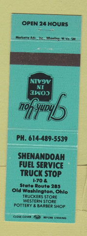 Matchbook Cover - Shenandoah Fuel Service oil gas Old Washington OH TEAL