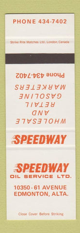 Matchbook Cover - Speedway Oil Service gas Edmonton AB SAMPLE