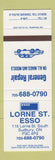 Matchbook Cover - Lorne Esso oil gas Sudbury ON SAMPLE