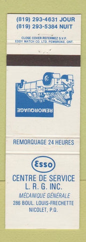 Matchbook Cover - Esso oil gas Centre de Service Nicolet QC