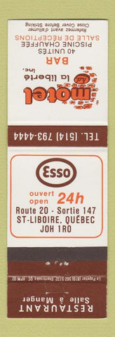 Matchbook Cover - Esso oil gas Motel La Liberte St Liboire QC