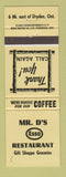 Matchbook Cover - Mr D's Esso oil gas Dryden ON NEON YELLOW