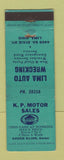 Matchbook Cover - Sohio oil gas Lima OH Auto Wrecking KP Motor Sales
