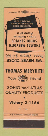 Matchbook Cover - Sohio oil gas Thomas Merydith Cleveland OH