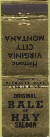 Matchbook Cover - Bale of Hay Saloon Virginia City MT