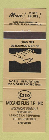 Matchbook Cover - Esso oil gas Mecano Trois Rivieres QC