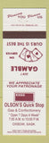 Matchbook Cover - Esso oil gas Olson's Quick Stop Oxbow SK