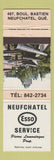 Matchbook Cover - Esso oil gas Neufchatel QC