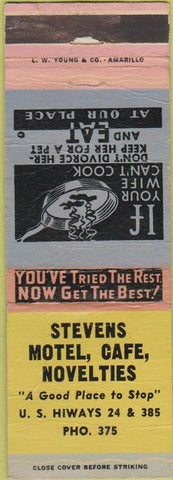 Matchbook Cover - Stevens Motel Cafe WEAR