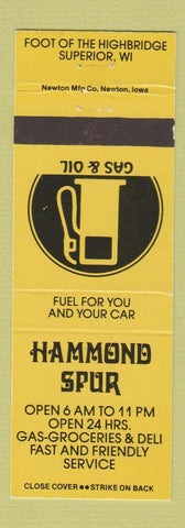 Matchbook Cover - Hammond Spur oil gas Superior WI