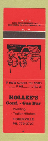 Matchbook Cover - Kollee's oil gas welding Fisherville ON