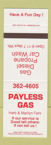 Matchbook Cover - Payless oil gas SAMPLE Canada
