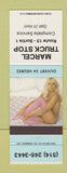 Matchbook Cover - Marcel Truck Stop oil gas QC pinup