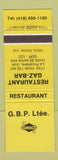 Matchbook Cover - Sunoco oil gas Restaurant La Pocatiere QC