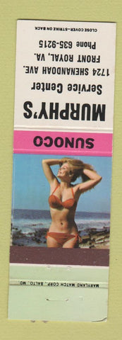 Matchbook Cover - Murphy's Sunoco oil gas Front Royal VA pinup WEAR