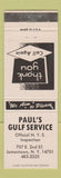 Matchbook Cover - Paul's Gulf oil gas Jamestown NY PEACH