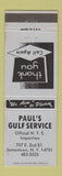 Matchbook Cover - Paul's Gulf oil gas Jamestown NY BLUE