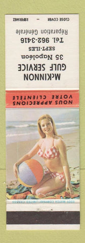 Matchbook Cover - Gulf oil gas McKinnon Sept Iles QC pinup WEAR