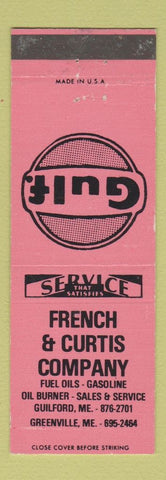 Matchbook Cover - Gulf oil gas French & Curtis Greenville ME Guilford