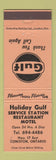 Matchbook Cover - Gulf oil gas Holiday Motel Restaurant Coniston ON