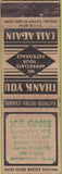 Matchbook Cover - Joe Gans Italian Cafe no town