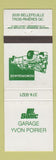 Matchbook Cover - Sonic oil gas Garage Yvon Poirier Trois Rivieres QC WEAR
