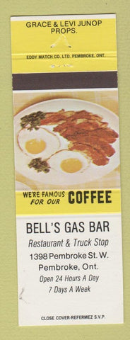 Matchbook Cover - Bell's Gas Bar oil Pembroke ON