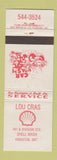 Matchbook Cover - Lou Cras Shell oil gas Kingston ON
