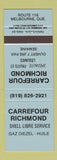 Matchbook Cover - Shell oil gas Carrefour Richmond Melbourne QC BLUE