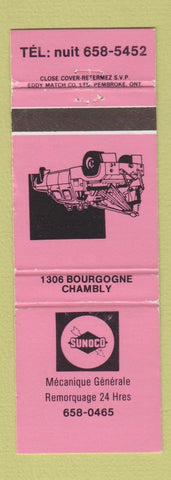 Matchbook Cover - Sunoco oil gas Chambly QC NEON PINK WEAR