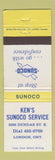 Matchbook Cover - Sunoco oil gas Ken's London ON WEAR