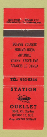 Matchbook Cover - Sunoco oil gas Station Ouellet Quebec QC WORN