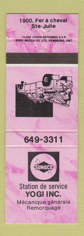 Matchbook Cover - Sunoco oil gas Yogi Station Ste Julie QC