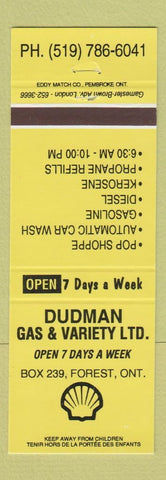 Matchbook Cover - Dudman Shell oil gas Forest ON
