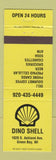 Matchbook Cover - Dino Shell oil gas Green Bay WI