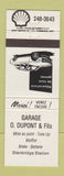Matchbook Cover - Garage O Dupont Shell oil gas Stanbridge Station QC