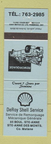 Matchbook Cover - DeRoy Shell oil gas Ste Anne Des Monts QC