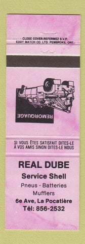 Matchbook Cover - Real Dube Shell oil gas La Pocatiere QC PURPLE