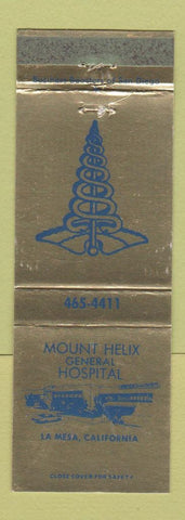 Matchbook Cover - Mount Helix General Hospital La Mesa CA WEAR