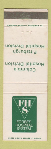 Matchbook Cover - Forbes Hospital System Pittsburgh Columbia PA WEAR