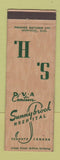 Matchbook Cover - Sunnybrook Hospital Toronto ON PVA Canteen