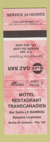 Matchbook Cover - Motel Transcanadien Sortie St Antonin QC Gulf oil gas PINK