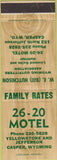 Matchbook Cover - 26-20 Motel Casper WY