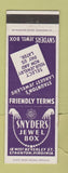 Matchbook Cover - Snyder's Jewel Box Jewelry Staunton VA