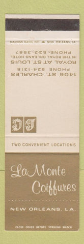 Matchbook Cover - La Monte Coiffures New Orleans LA