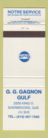 Matchbook Cover - Gulf oil gas GG Gagnon Sherbrooke QC