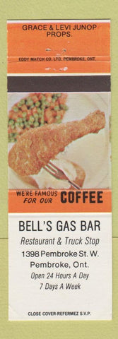 Matchbook Cover - Bell's Gas Bar oil Pembroke ON