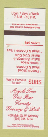 Matchbook Cover - Apple Tree Gas Bar oil grocery West Grimsby ON SAMPLE