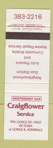 Matchbook Cover - Craigflower oil gas Victoria BC